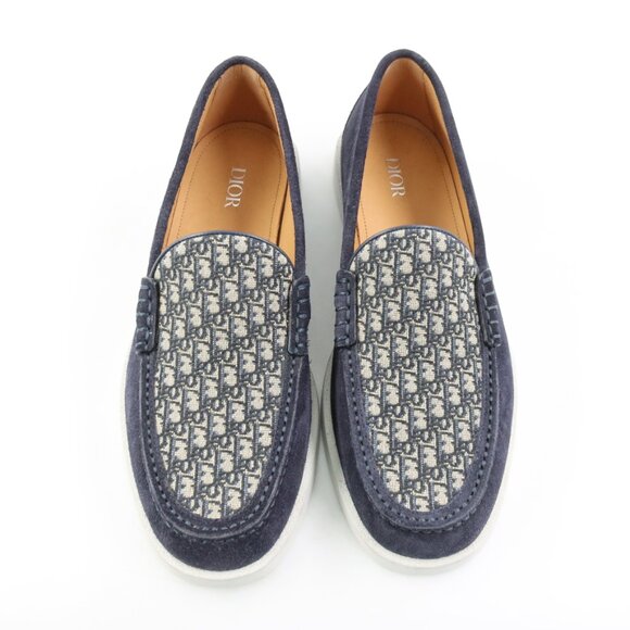 NIDB DIOR Diorissimo Pattern Granville Loafers in Navy/Beige IT Size 41 - Picture 6 of 13
